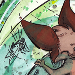 A Chuian interacts with their robotic bug on page 442 of the comic.